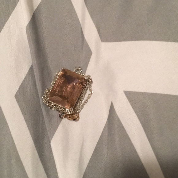 Pink diamond silver chain necklace - Picture 2 of 2